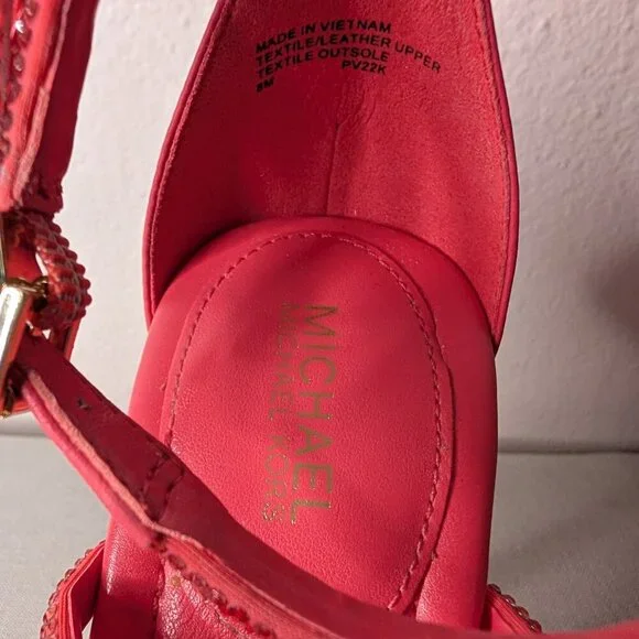 Michael Kors Imani Embellished Pink Sandal Size 8 - Picture 3 of 9
